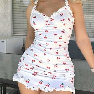 White cherry mini dress